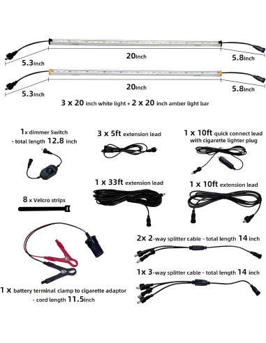 Kit de Barra de Luz LED 12V TopAutoGear 5 Pcs Dimmable IP67