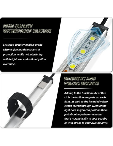 Kit de Barra de Luz LED 12V TopAutoGear 5 Pcs Dimmable IP67