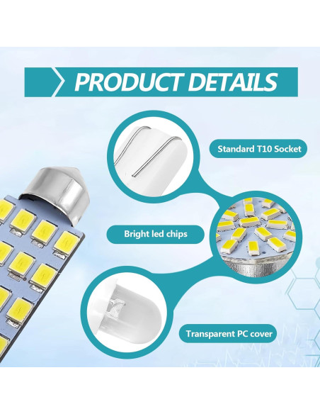 Kit de 70 Bombillas LED Interiores NOTISH 12V T10 31mm 36mm 41mm