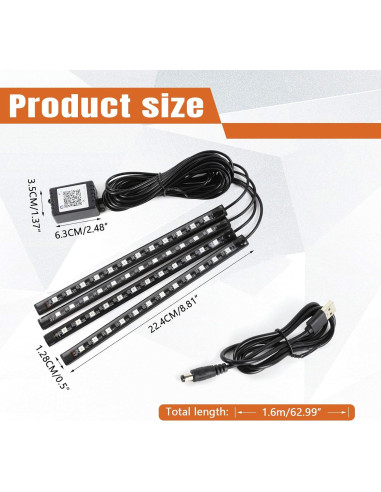 Luz Interior LED Wuyaoyao para Coche, Control Remoto y APP