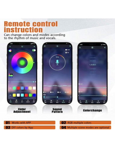 Luz Interior LED Wuyaoyao para Coche, Control Remoto y APP