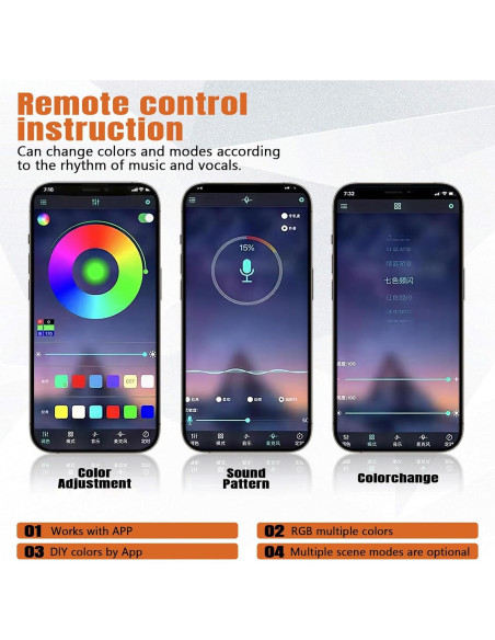 Luz Interior LED Wuyaoyao para Coche, Control Remoto y APP