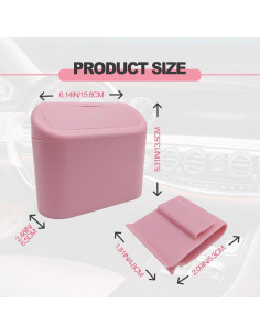 Basurero de coche BSAMZO a prueba de fugas rosa 198g 2