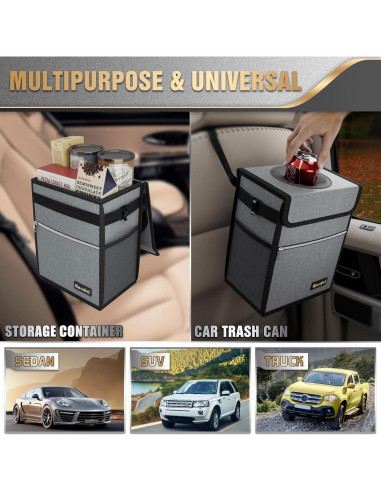 Basurero de Auto K KNODEL Impermeable 7.57L Gris