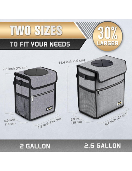 Basurero de Auto K KNODEL Impermeable 7.57L Gris