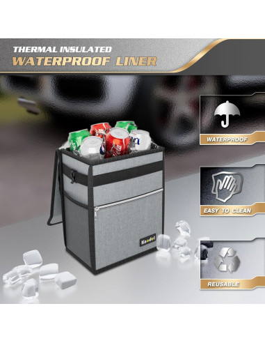 Basurero de Auto K KNODEL Impermeable 7.57L Gris