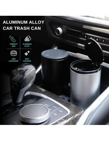 Basurero de Coche IRROMI Mini a Prueba de Fugas Plata 6.99x15.49cm