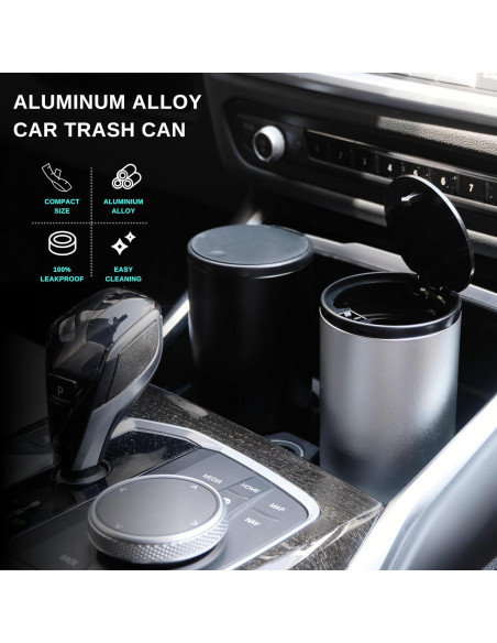 Basurero de Coche IRROMI Mini a Prueba de Fugas Plata 6.99x15.49cm
