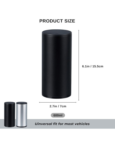 Basurero de Coche IRROMI Mini a Prueba de Fugas Plata 6.99x15.49cm