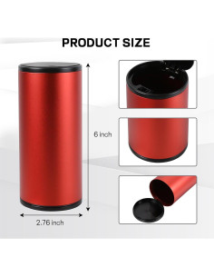 Basurero de Coche Hovom Mini con Tapa a Prueba de Fugas Rojo 2
