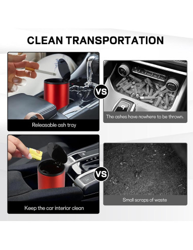 Basurero de Coche Hovom Mini con Tapa a Prueba de Fugas Rojo