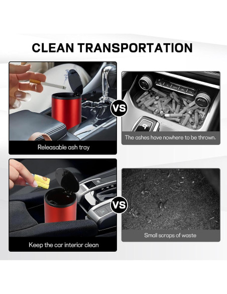 Basurero de Coche Hovom Mini con Tapa a Prueba de Fugas Rojo