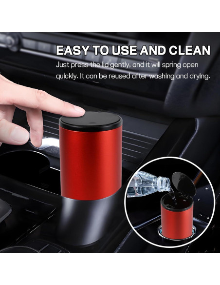 Basurero de Coche Hovom Mini con Tapa a Prueba de Fugas Rojo