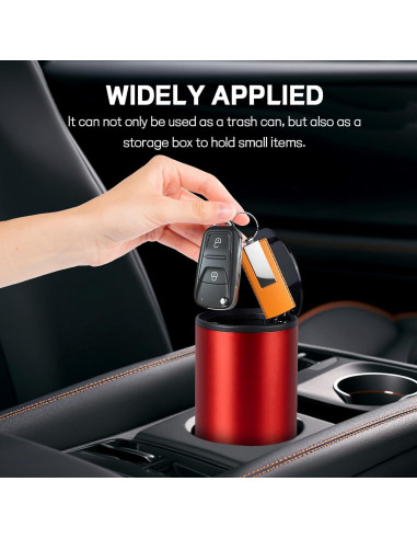 Basurero de Coche Hovom Mini con Tapa a Prueba de Fugas Rojo