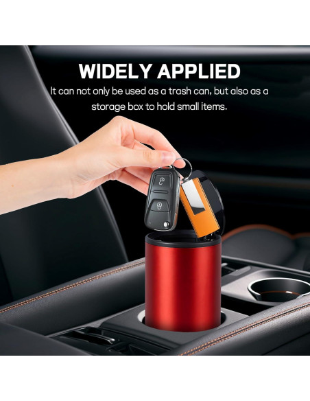 Basurero de Coche Hovom Mini con Tapa a Prueba de Fugas Rojo