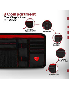 Organizador de Visera de Coche Firestone 1-Pack 8 Compartimentos 2