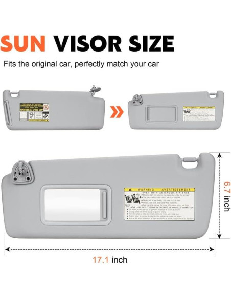 Visera Solar Lado Izquierdo ILONPA para Toyota Highlander 2004-2007