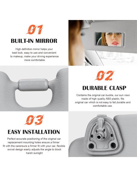 Visera Solar Lado Izquierdo ILONPA para Toyota Highlander 2004-2007