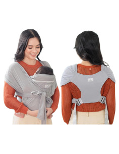 Fular Portabebés BabbleRoo Gris Ajustable XS a XL Transpirable