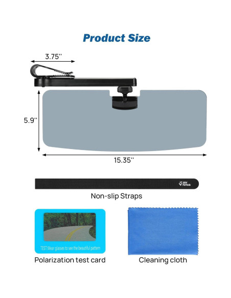 Extensor de Visera Solar JOYTUTUS 2 Paquete Ajustable para Coche