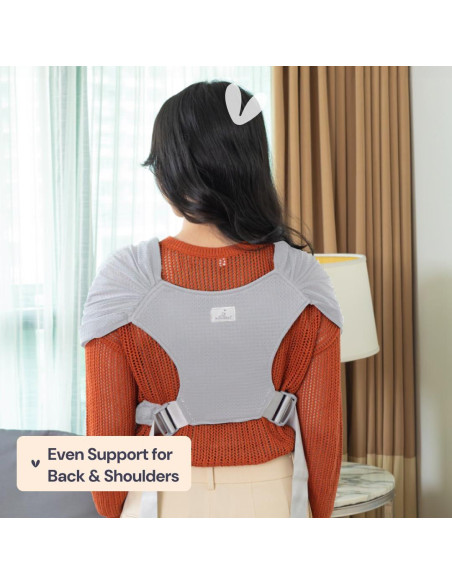 Fular Portabebés BabbleRoo Gris Ajustable XS a XL Transpirable