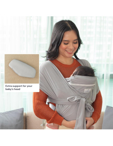 Fular Portabebés BabbleRoo Gris Ajustable XS a XL Transpirable
