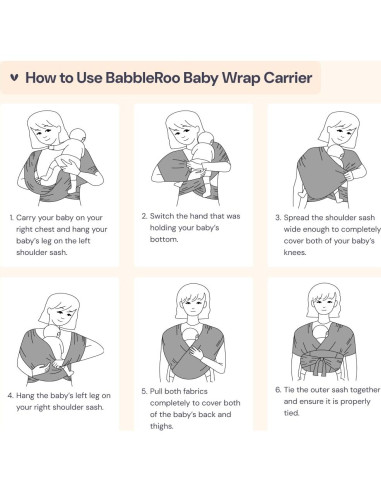 Fular Portabebés BabbleRoo Gris Ajustable XS a XL Transpirable