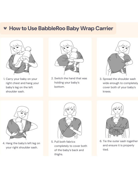 Fular Portabebés BabbleRoo Gris Ajustable XS a XL Transpirable