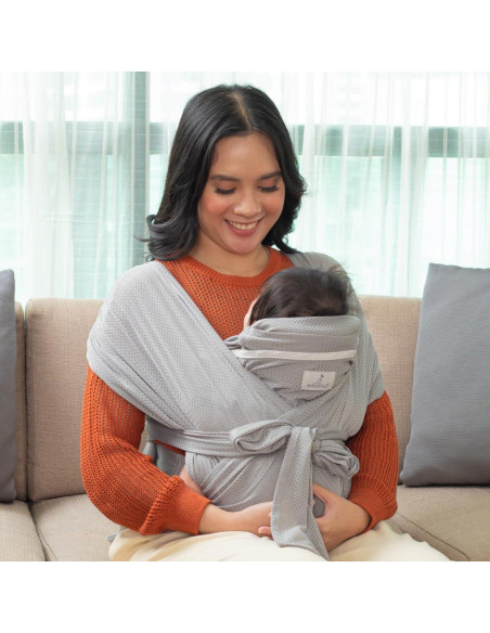 Fular Portabebés BabbleRoo Gris Ajustable XS a XL Transpirable