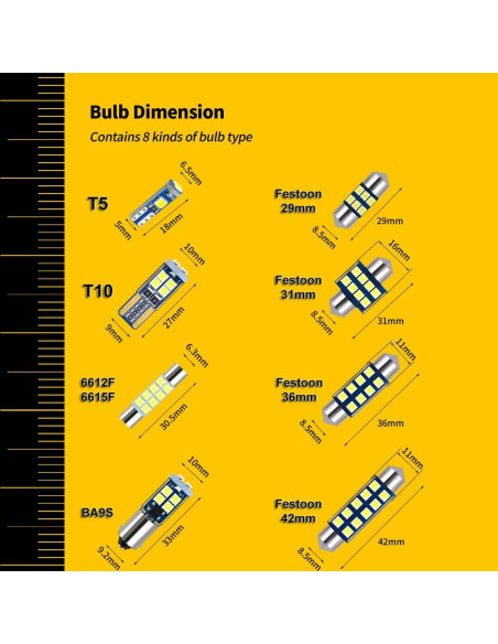 Kit de 42 Bombillas LED EBAIFUN 12V Blancas para Coche