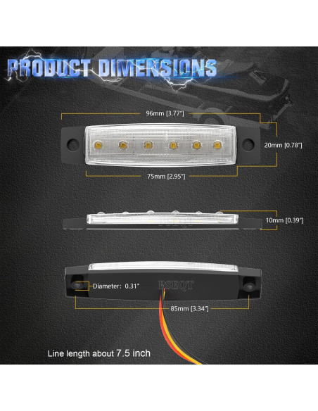 Luces LED de Marcador Estroboscópico PSEQT 3.8'' Blancas - 10 Pcs