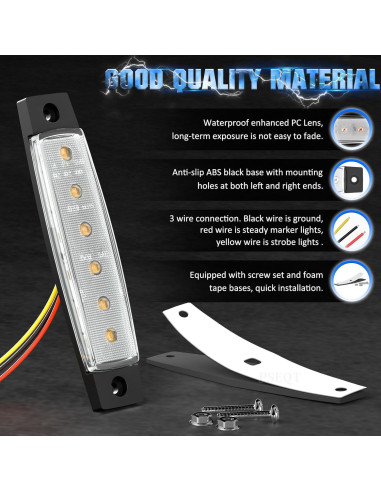 Luces LED de Marcador Estroboscópico PSEQT 3.8'' Blancas - 10 Pcs