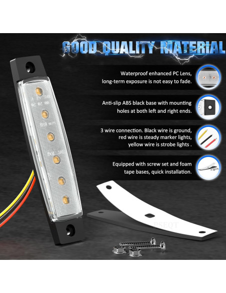 Luces LED de Marcador Estroboscópico PSEQT 3.8'' Blancas - 10 Pcs