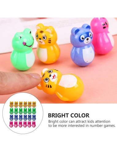 Toyvian 24PCS Mini Tumblers Animales Montessori para Bebé