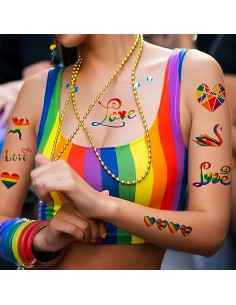 Tatuajes Temporales Arcoíris HIFANMM - 10 Hojas 6.9x12 cm 2