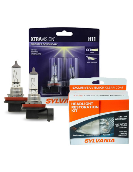 Bombillas Halógenas H11 XtraVision SYLVANIA + Kit Restauración