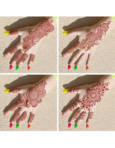 Paquete de 9 Plantillas de Tatuaje de Henna QSTOHENA 21x12cm 2