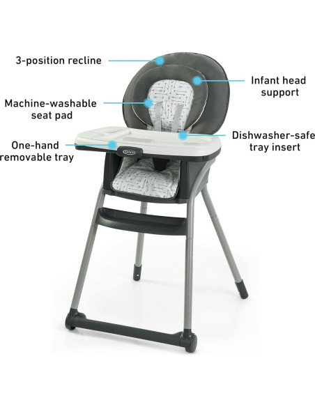Silla Alta Graco Table2Table LX 6-en-1 con Soporte y Bandeja