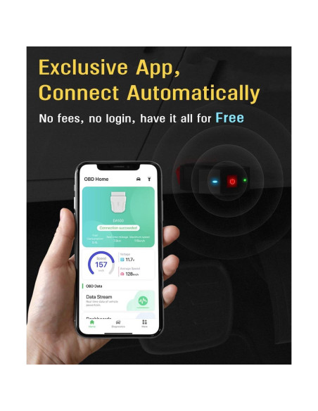 Escáner OBD2 Bluetooth FlyroadUp DA100 para iOS y Android