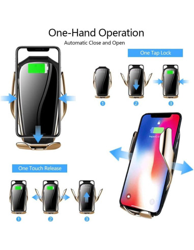 Soporte Cargador Inalámbrico Auto Erke 10W Qi Oro Champán