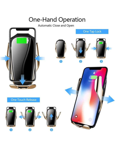 Soporte Cargador Inalámbrico Auto Erke 10W Qi Oro Champán