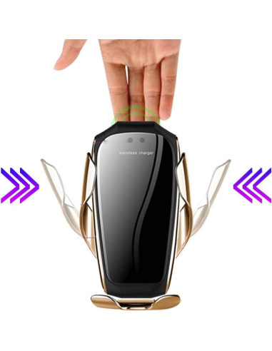 Soporte Cargador Inalámbrico Auto Erke 10W Qi Oro Champán