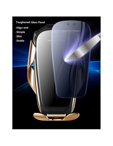 Soporte Cargador Inalámbrico Auto Erke 10W Qi Oro Champán