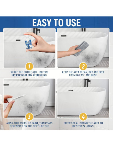 Kit de pintura blanca SENVEN para retoques de baño 3x45ml