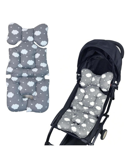 Cojín para Asiento de Cochecito Universal Algodón Nube Gris