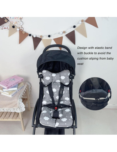 Cojín para Asiento de Cochecito Universal Algodón Nube Gris