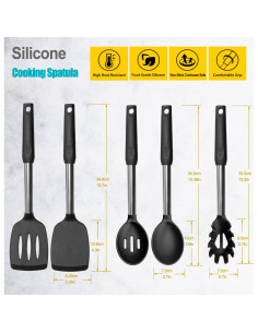 Juego de Utensilios de Cocina VOVOLY 5 Piezas Silicona Negro 2