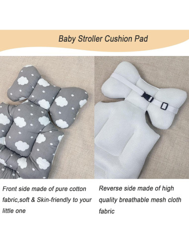 Cojín para Asiento de Cochecito Universal Algodón Nube Gris