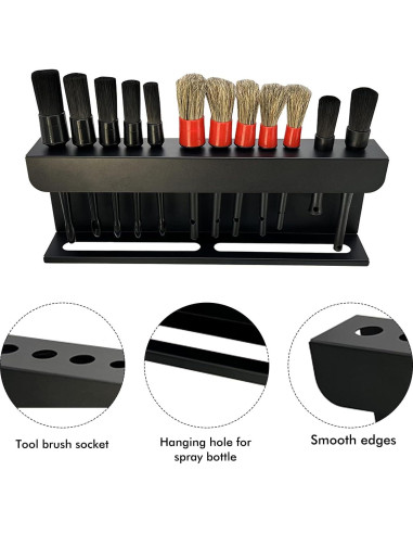 Soporte para Cepillos de Detalle YCWF con 12 Cepillos - Negro