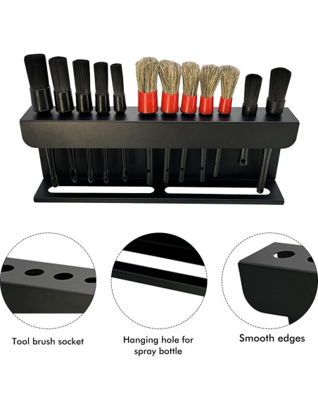 Soporte para Cepillos de Detalle YCWF con 12 Cepillos - Negro